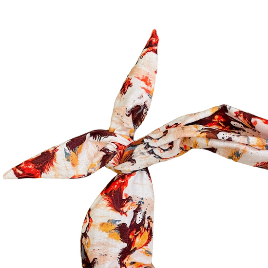 amanda bright designs cotton headband with a vibrant western horse print