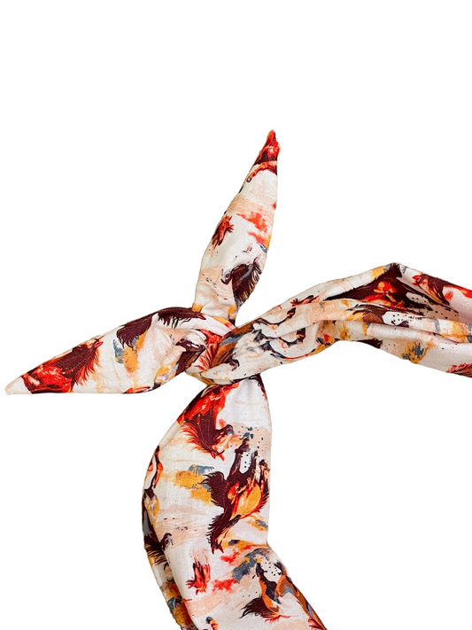 amanda bright designs cotton headband with a vibrant western horse print