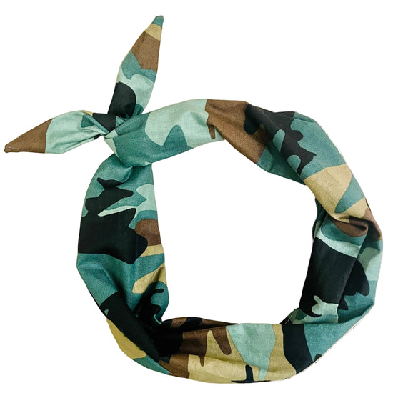 Amanda Bright Designs woodland camouflage tie headband 