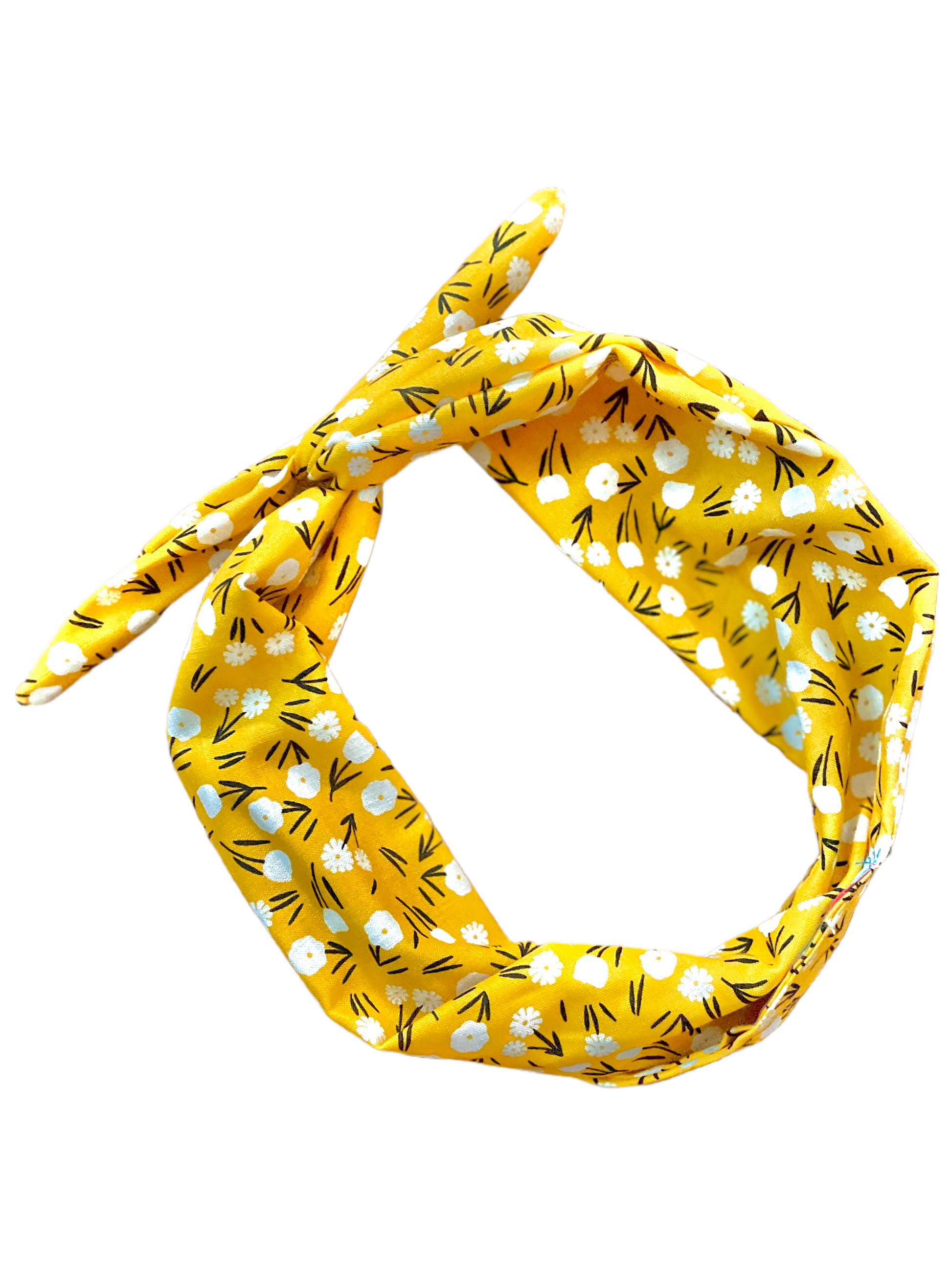 Amanda Bright Designs The Original Tie Headband Yellow Floral midcentury retro