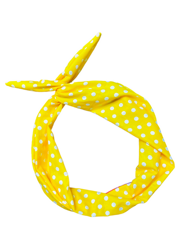 manda Bright Designs The Original Tie Headband Yellow polkadot