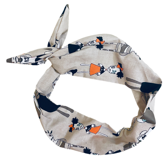 Amanda Bright Designs zombie apocalypse headband black orange gray teal white zombies 