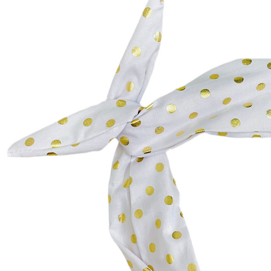 Amanda Bright Designs gold polkadot headband Greek Islands summer style