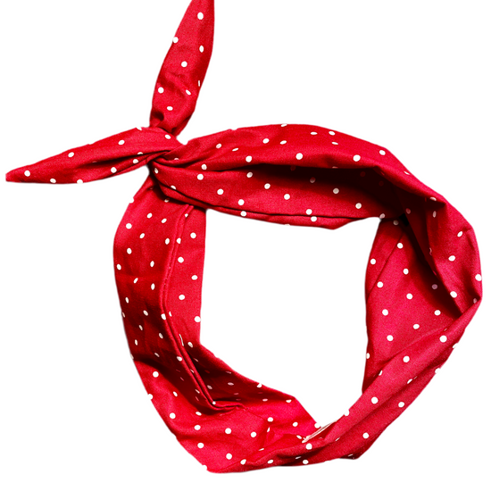 Amanda Bright Designs Rosie the riveter lipstick red polkadot headband for women