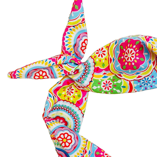 Amanda Bright Designs, summer cotton headband, pink batik 