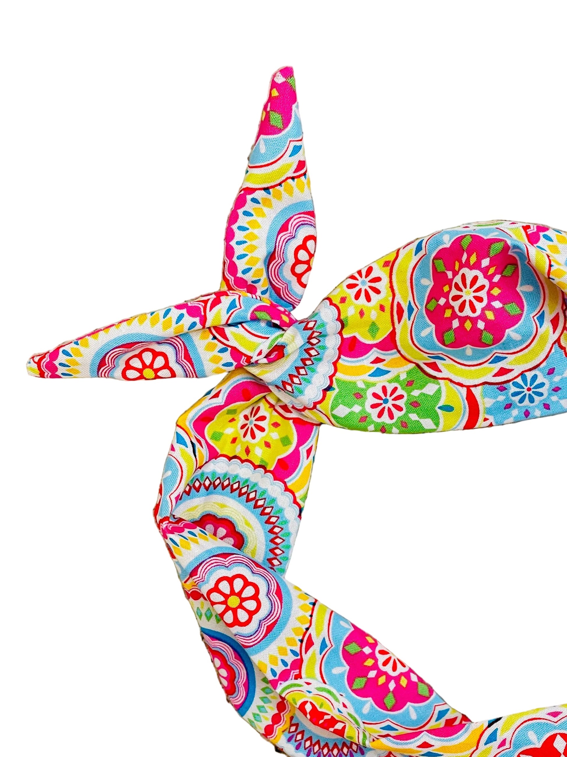 Amanda Bright Designs, summer cotton headband, pink batik 