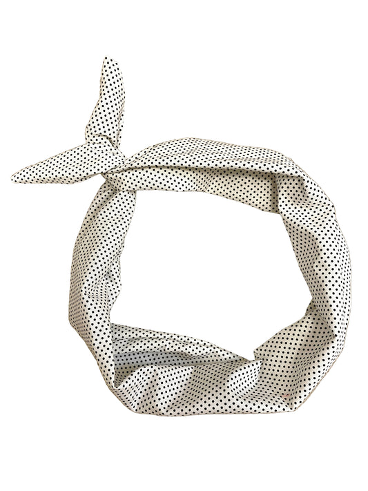 white with black polkadot headband for women Amanda Bright Designs