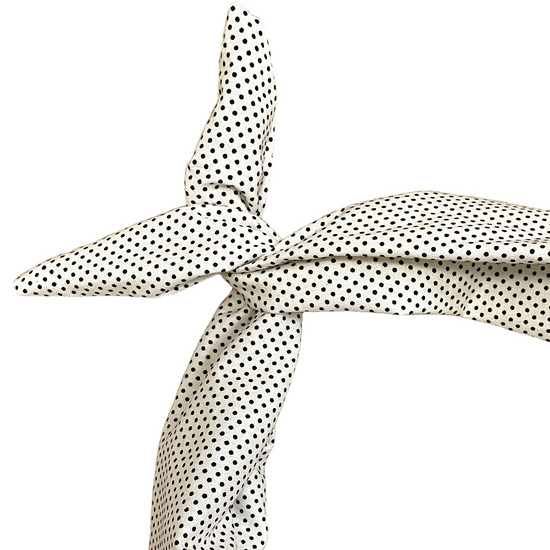 Amanda Bright Designs moldable bendable headband white with black swissdot pattern