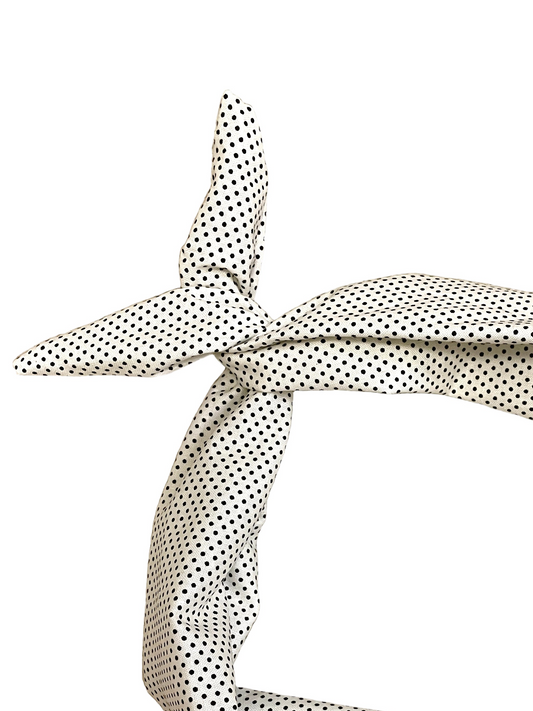 Amanda Bright Designs moldable bendable headband white with black swissdot pattern