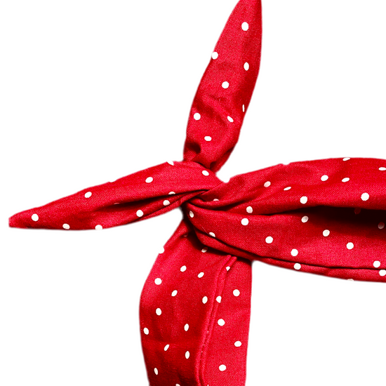 Amanda Bright Designs lipstick red polkadot headband rosie the riveter style pinup headwrap