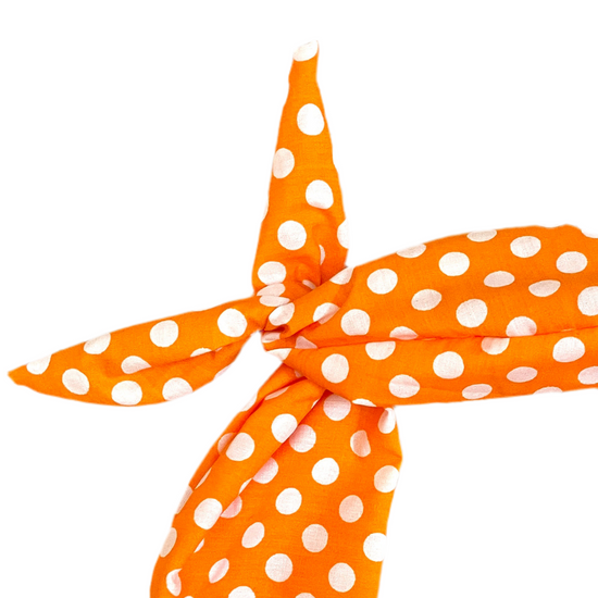 amanda bright designs orange with white polkadot moldable bendable headband