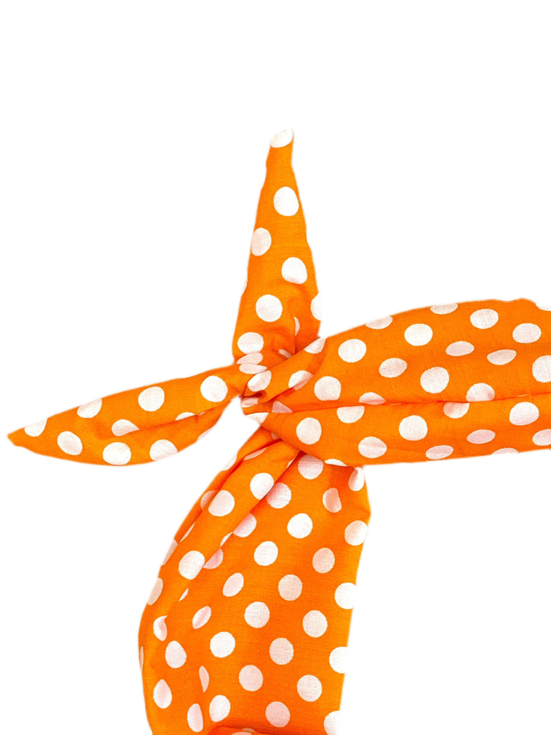 amanda bright designs orange with white polkadot moldable bendable headband