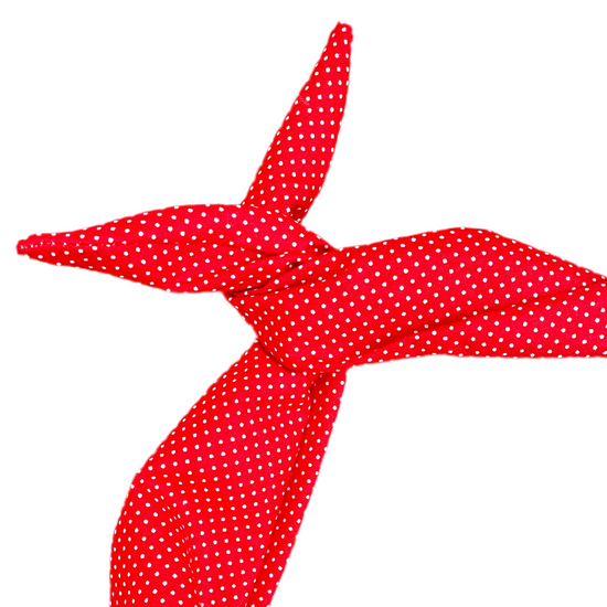Amanda Bright designs moldable bendable red swissdot rosie the riveter headband headwrap