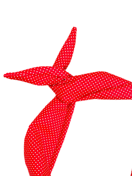 Amanda Bright designs moldable bendable red swissdot rosie the riveter headband headwrap