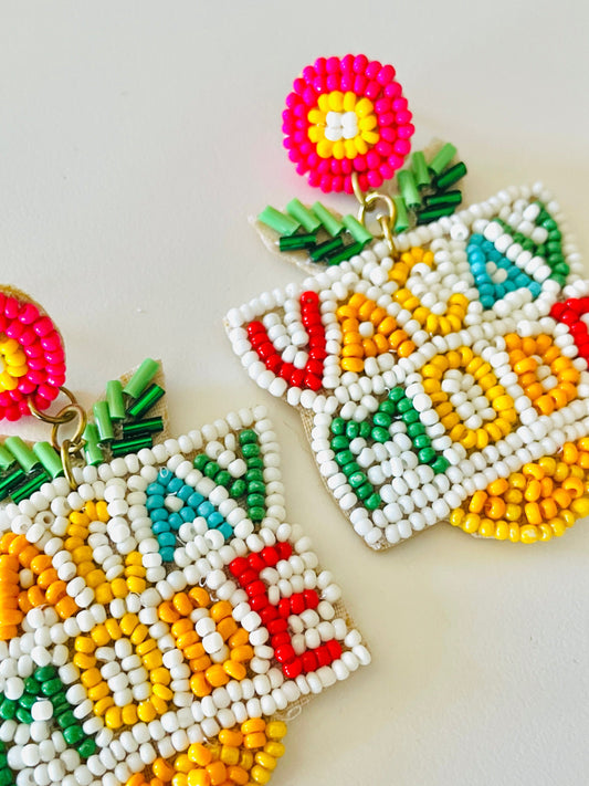 Amanda Bright Designs Vacay Mode Seed Bead Fun vacation Earrings