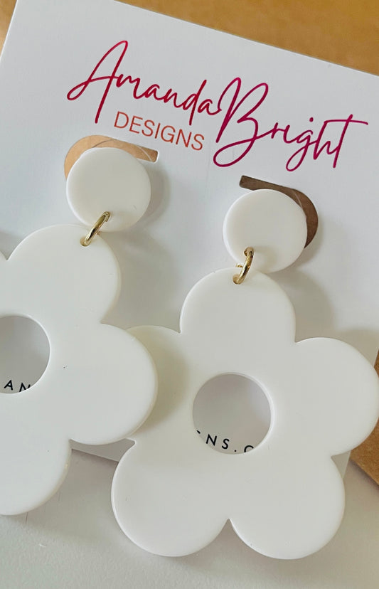 Amanda Bright Designs white flower mod earrings