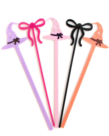 Witches and Bows Halloween Drink Stirrers