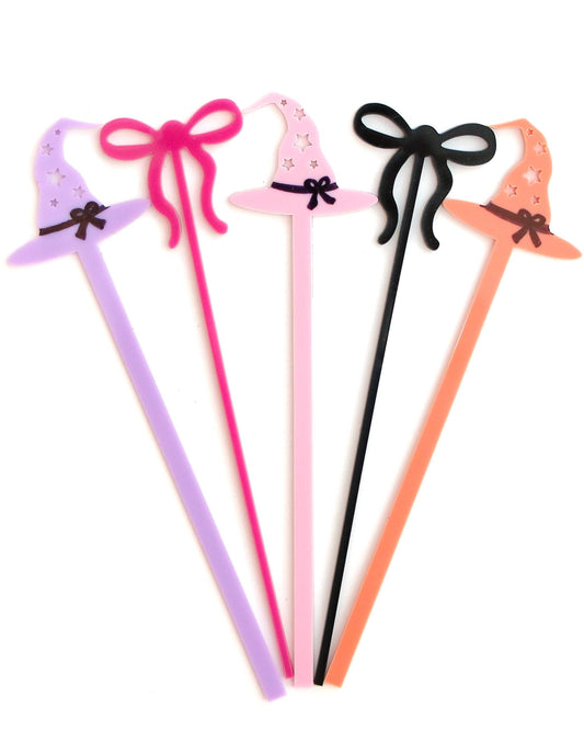 Witches and Bows Halloween Drink Stirrers
