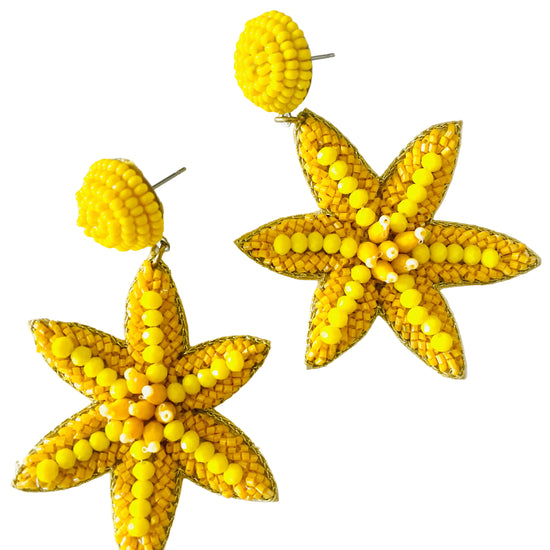 Amanda Bright Designs yellow starfish beaded earrings