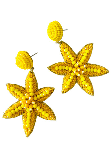 Amanda Bright Designs yellow starfish beaded earrings