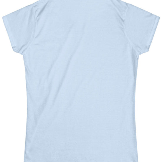 light blue t-shirt back of women's soft style tee