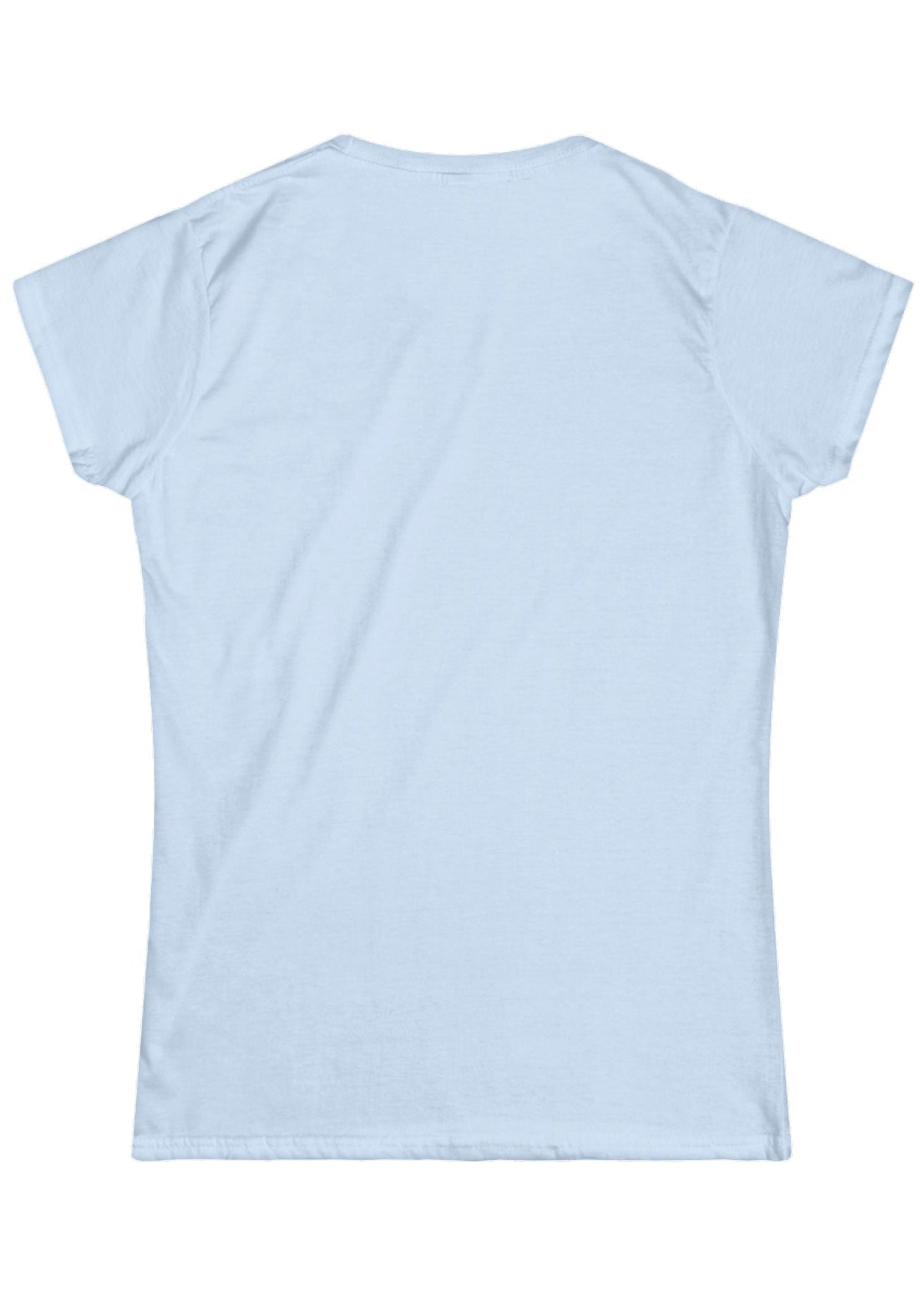light blue t-shirt back of women's soft style tee