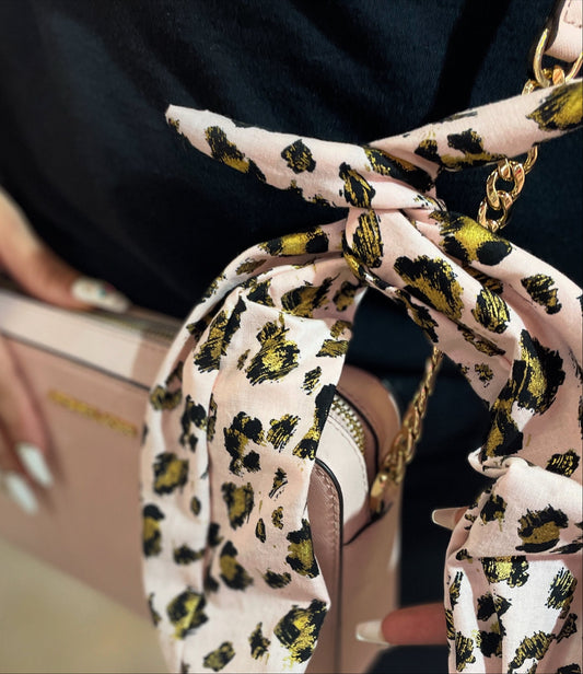 Amanda Bright Designs Blush Pink Leopard Headband with matching purse