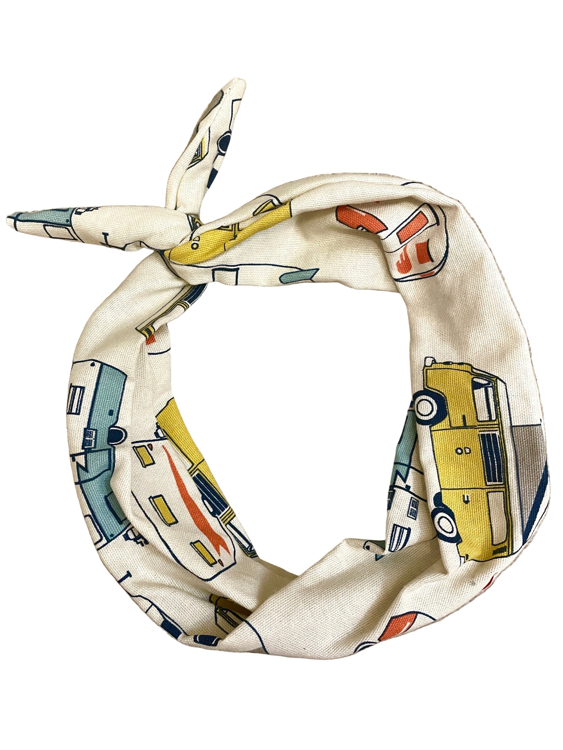 camper and rv theme headband for women with retro campers in midcentury colors
