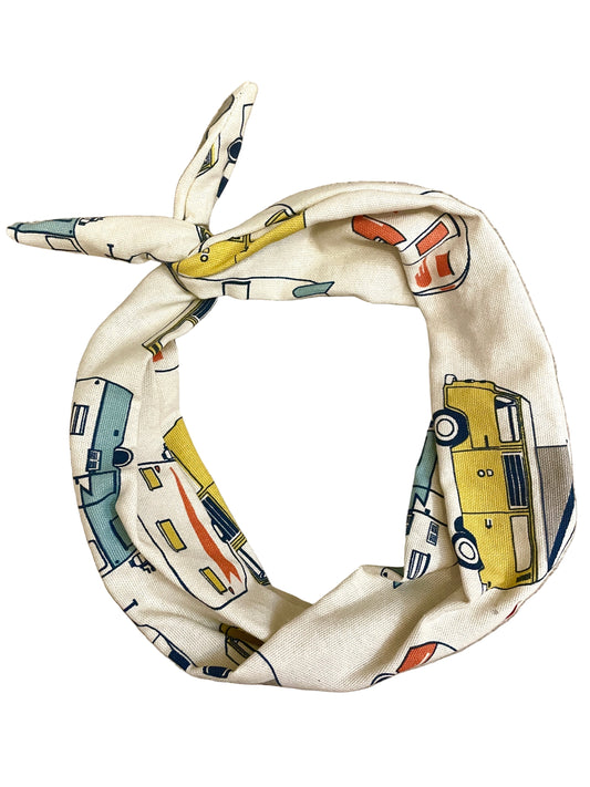 camper and rv theme headband for women with retro campers in midcentury colors