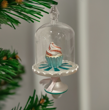 Cupcake Cake Plate Glass Ornament