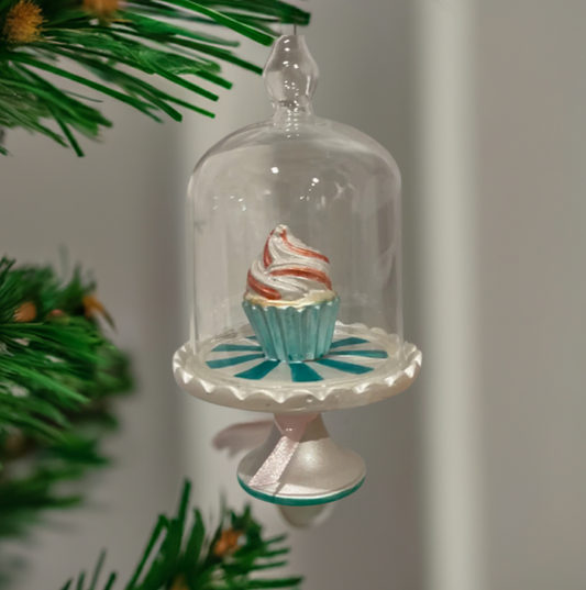 Cupcake Cake Plate Glass Ornament