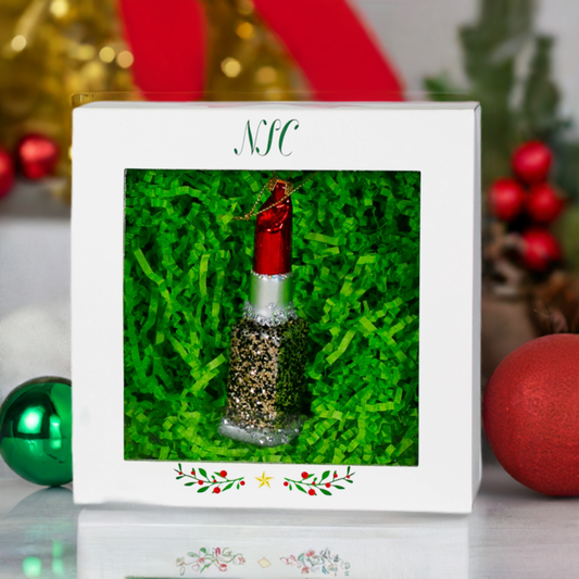 Red Lipstick Glass Ornament