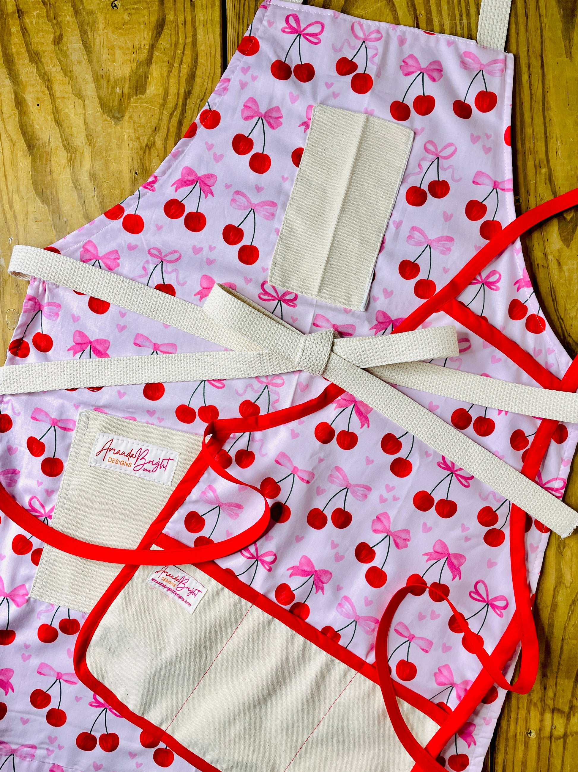 Amanda Bright Designs mommy and me cherie cherries and bows apron set