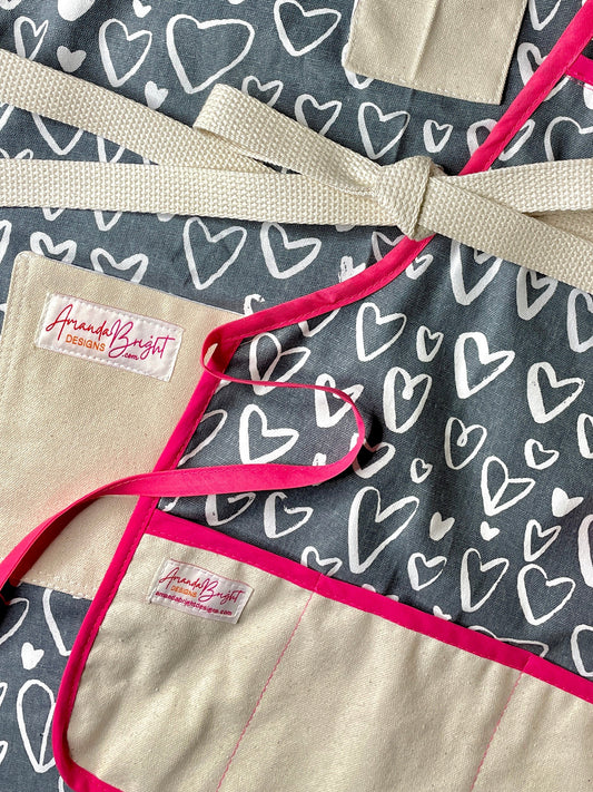 Amanda Bright Designs mommy and me amie apron set chalkboard hearts valentines