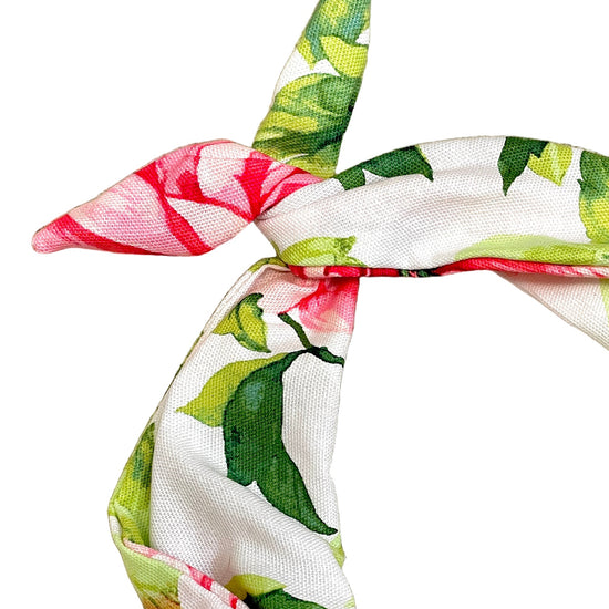 Floral headband with pink and green peony flowers Amanda Bright Designs