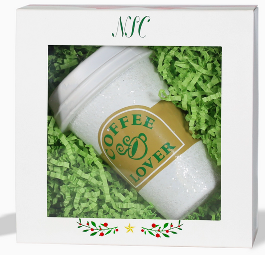 Travel Coffee Cup Glass Ornament