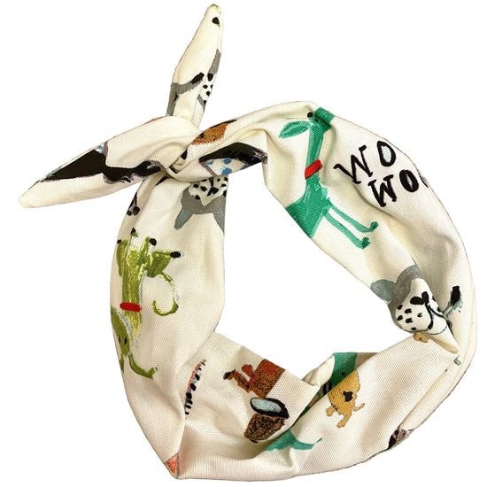 White headband with colorful animal prints on a cream background headband for women pet lovers agility trainers