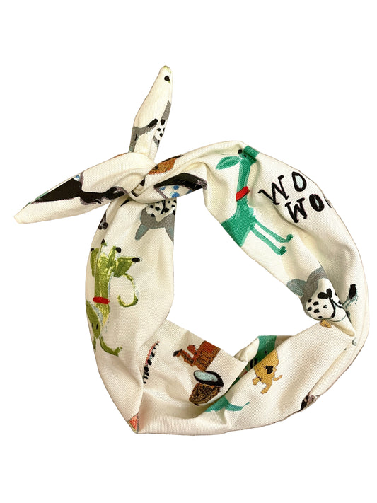 White headband with colorful animal prints on a cream background headband for women pet lovers agility trainers
