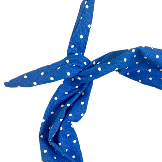 amanda bright designs royal blue polkadot headband moldable bendable pinup style