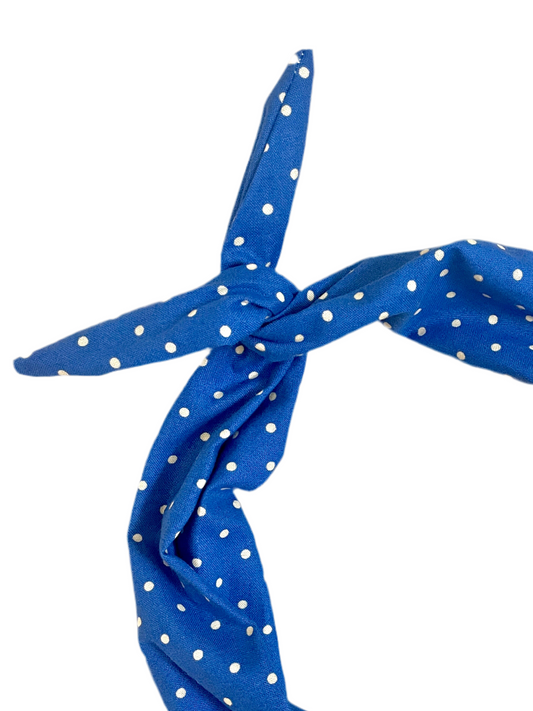 amanda bright designs royal blue polkadot headband moldable bendable pinup style