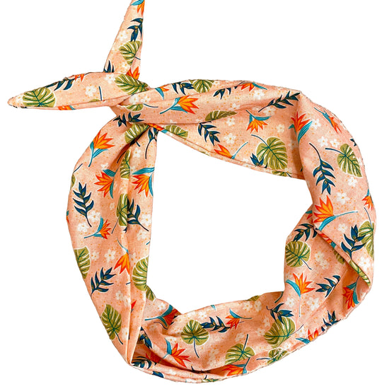 tropical plants headband in peach and green for vacation Florida beach trips by Amanda Bright Designs