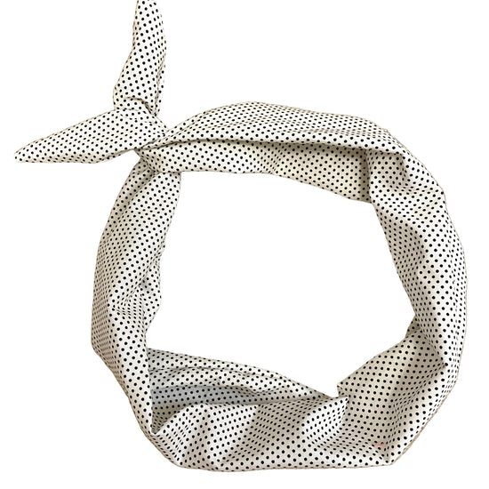white with black polkadot headband for women Amanda Bright Designs