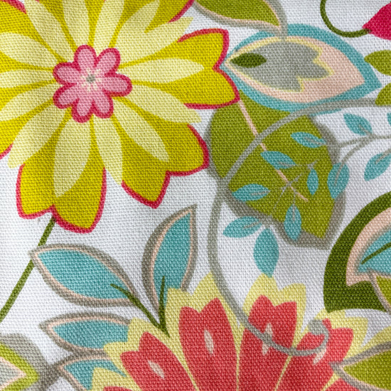 Two Medium Sized Ladies retro groovy 1960s flowers Charlotte peach orange raspberry soft green kitchen baking gardening cooking apron pattern