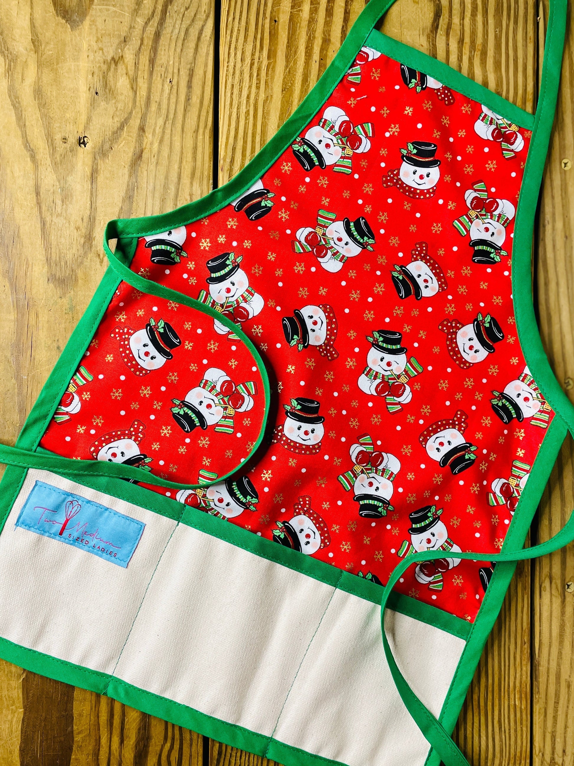 Amanda Bright Designs Children's Christmas Aprons Grinch Hello Kitty Nightmare Before Christmas Gingerbread Kitchen Baking Mommy and Me Peppermint Swirl Forest Fawn Rudolph