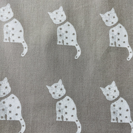 Tammi white cat gray background kitchen animal lovers apron farmhouse style fabric pattern