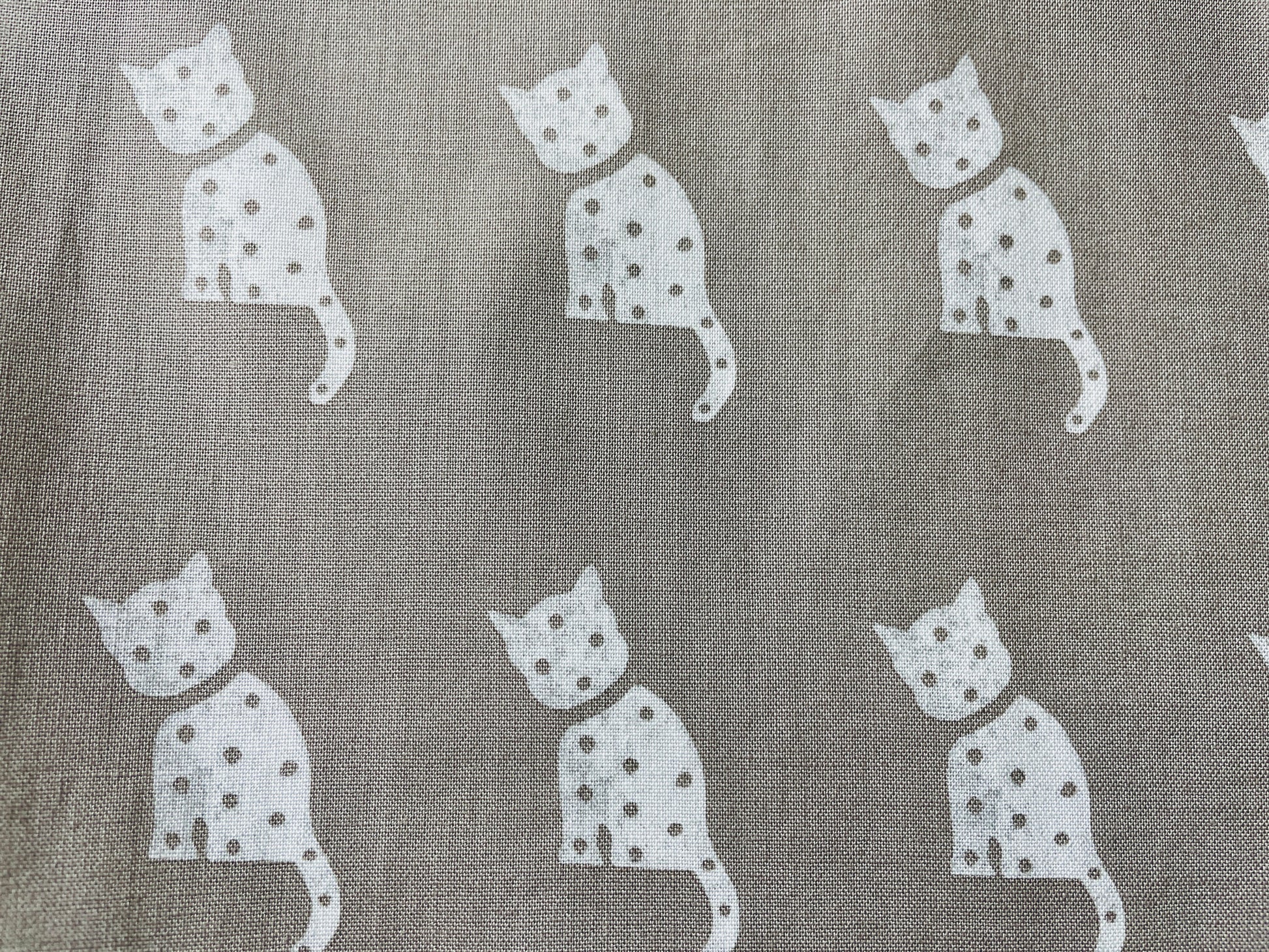 Tammi white cat gray background kitchen animal lovers apron farmhouse style fabric pattern