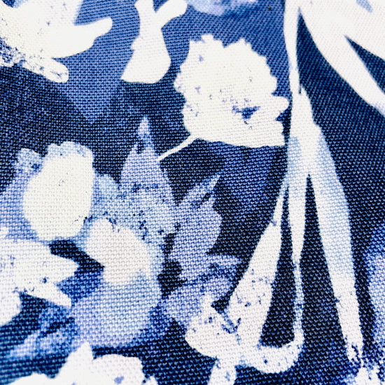 Two Medium Sized Ladies Tiffany Apron periwinkle purple blue field of flowers in relief blue jean look